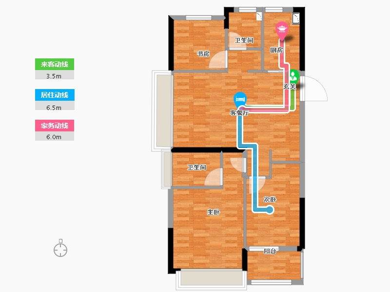 浙江省-杭州市-德信大家运河云庄建面99m²-79.20-户型库-动静线