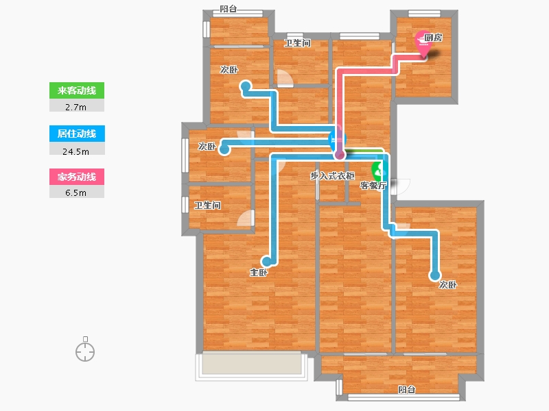 浙江省-杭州市-融创金成璞樾大观35幢128m²-102.40-户型库-动静线