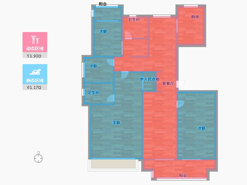 浙江省-杭州市-融创金成璞樾大观35幢128m²-102.40-户型库-动静分区