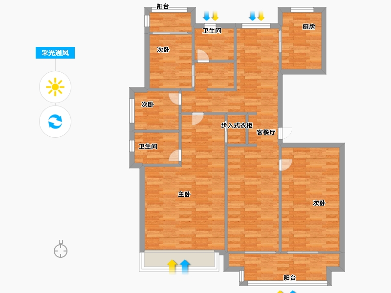 浙江省-杭州市-融创金成璞樾大观35幢128m²-102.40-户型库-采光通风