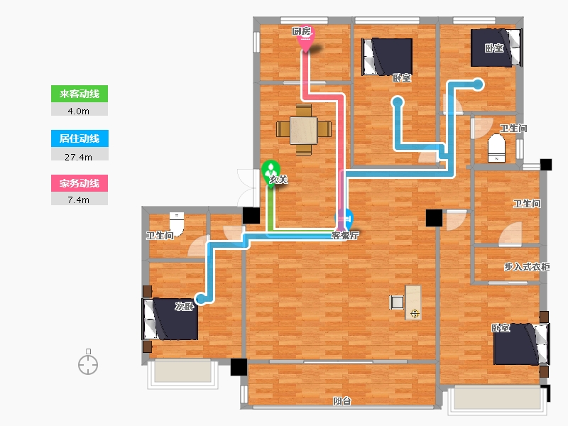 浙江省-杭州市-九龙仓华发天荟13号楼173m²-138.40-户型库-动静线