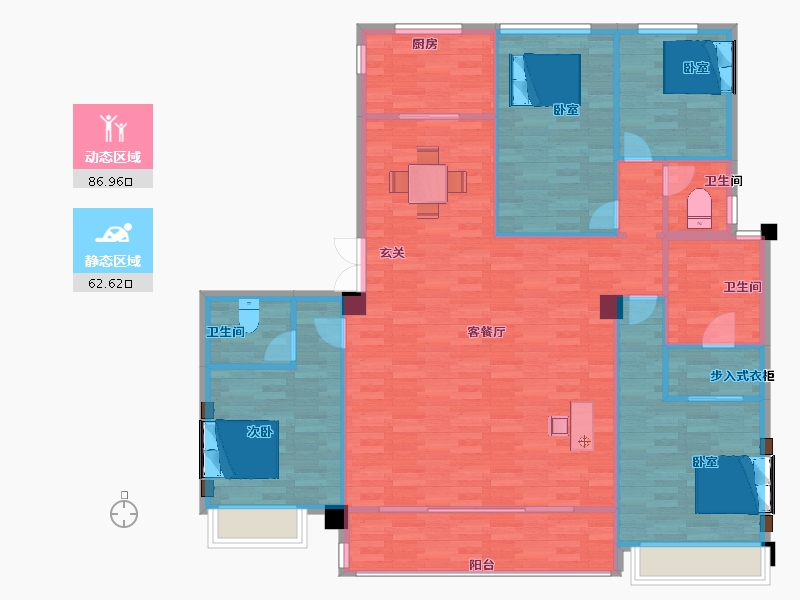 浙江省-杭州市-九龙仓华发天荟13号楼173m²-138.40-户型库-动静分区