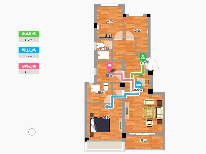 浙江省-杭州市-地铁万科天空之城建面93m-72.26-户型库-动静线