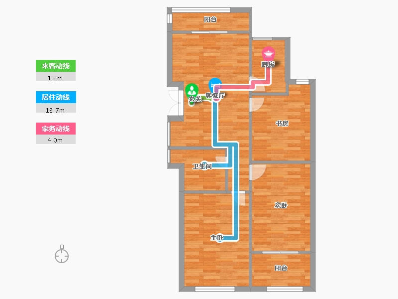 浙江省-杭州市-远洋西溪公馆建面88m²-73.86-户型库-动静线