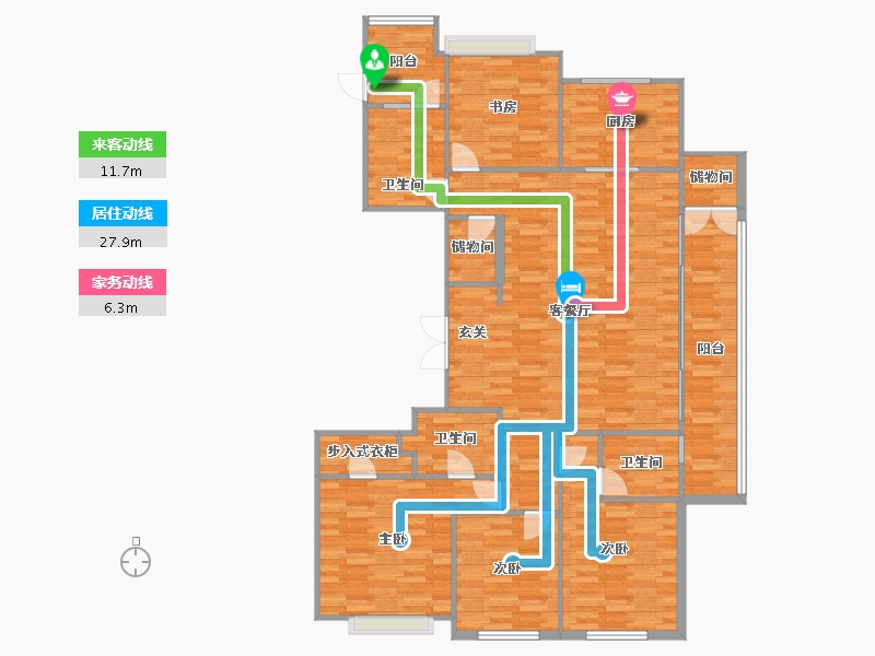 浙江省-杭州市-杭州壹号院13号楼182m²-142.97-户型库-动静线