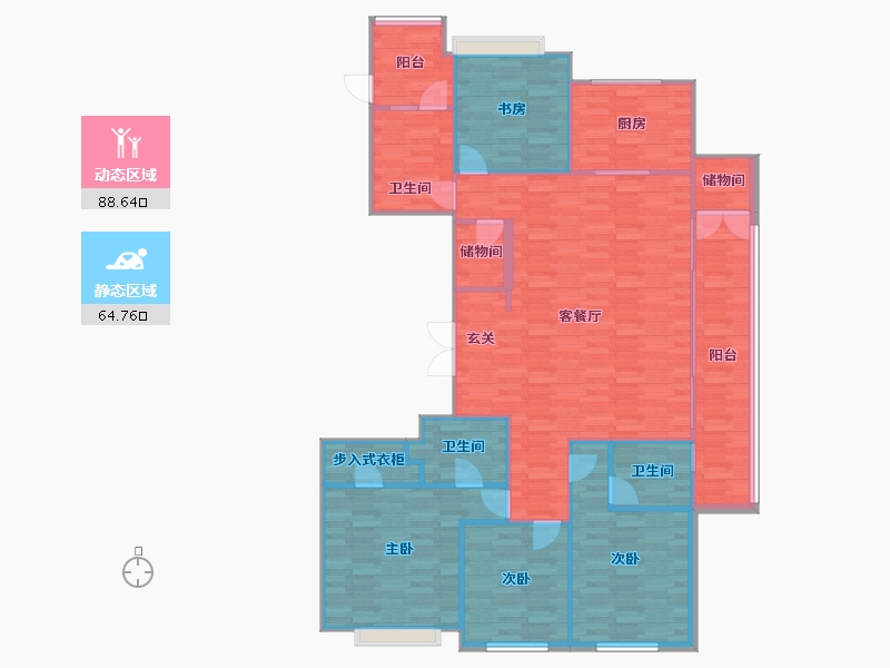 浙江省-杭州市-杭州壹号院13号楼182m²-142.97-户型库-动静分区