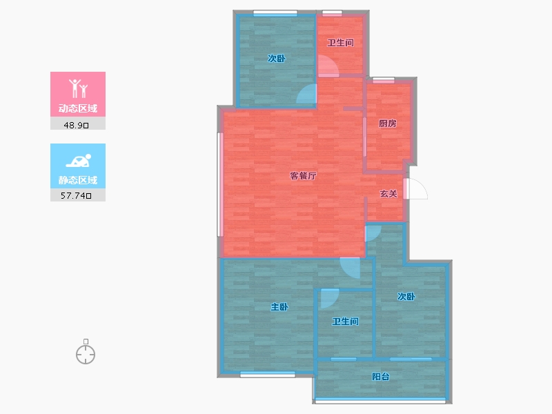 浙江省-杭州市-万科大溪谷建面108m²-97.54-户型库-动静分区