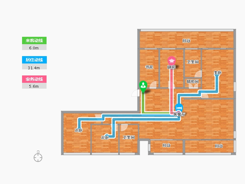 浙江省-杭州市-励骏花园建面210m²-167.49-户型库-动静线