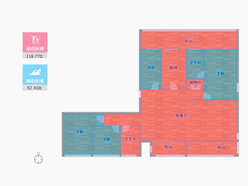 浙江省-杭州市-励骏花园建面210m²-167.49-户型库-动静分区