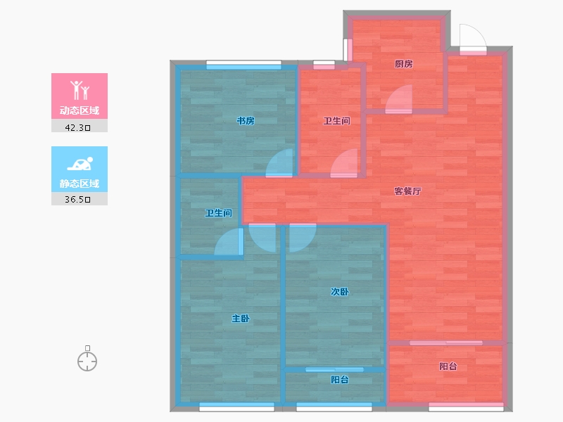 浙江省-杭州市-金马高悦府建面89m²-71.20-户型库-动静分区