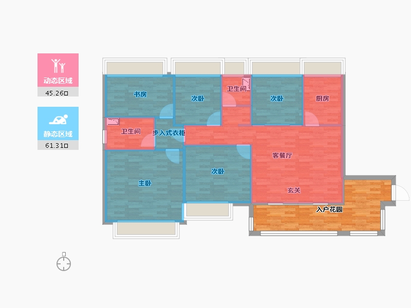 广东省-广州市-云星钱隆天誉B3栋建面133m²-112.74-户型库-动静分区