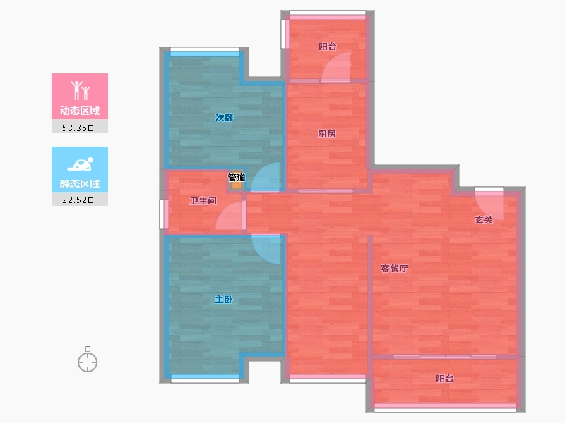 广东省-广州市-卓粤卓雅名苑4栋83m²-68.78-户型库-动静分区