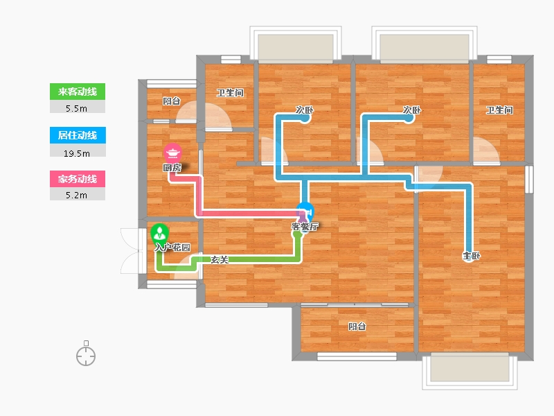 广东省-广州市-时代幸汇建面100m²-79.34-户型库-动静线