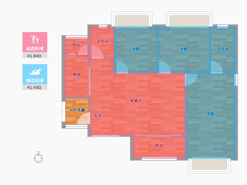 广东省-广州市-时代幸汇建面100m²-79.34-户型库-动静分区