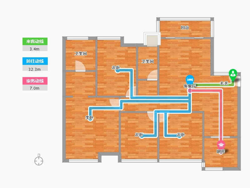 广东省-广州市-珠光山水诚品A4栋建面142m²-115.05-户型库-动静线