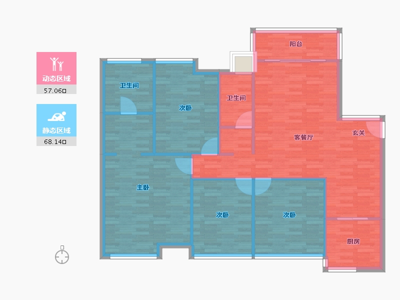 广东省-广州市-珠光山水诚品A4栋建面142m²-115.05-户型库-动静分区