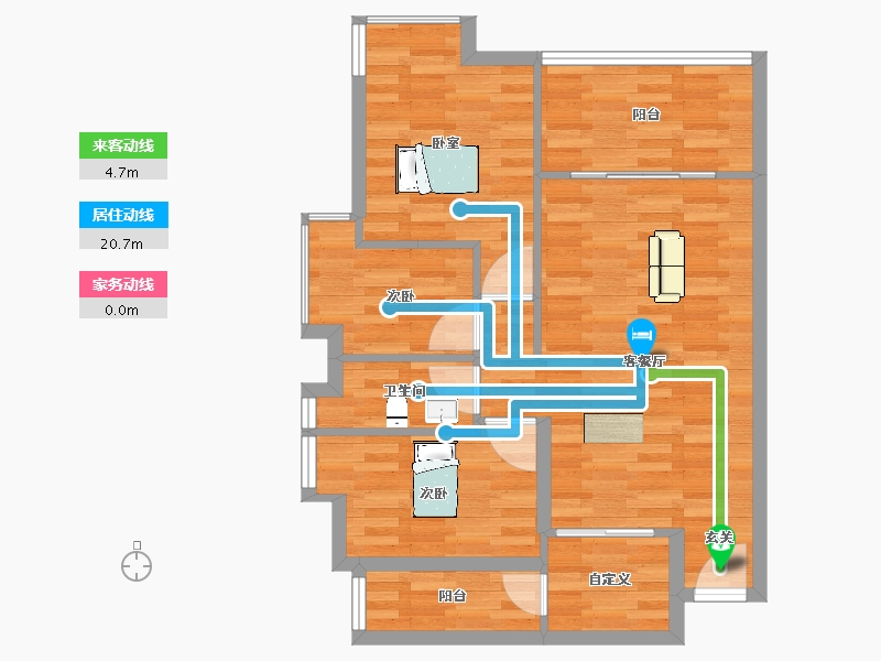 广东省-广州市-智杰雅筑建面90m²-72.00-户型库-动静线