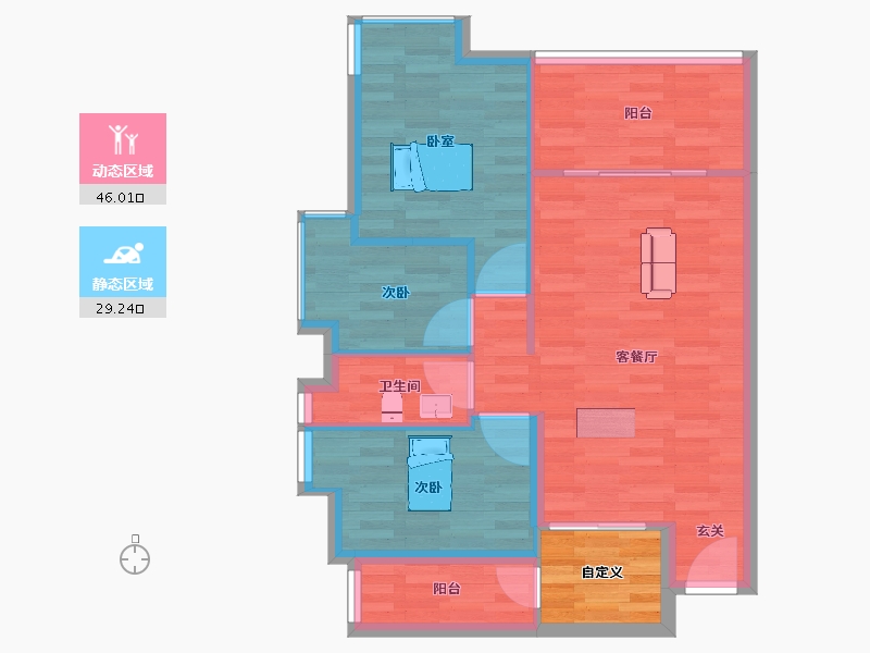 广东省-广州市-智杰雅筑建面90m²-72.00-户型库-动静分区