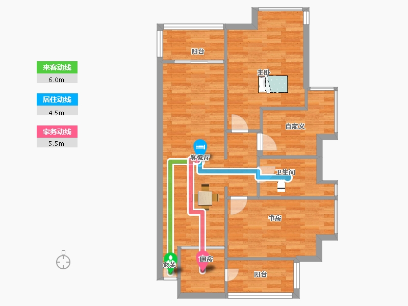 广东省-广州市-智杰雅筑建面90m²-72.01-户型库-动静线