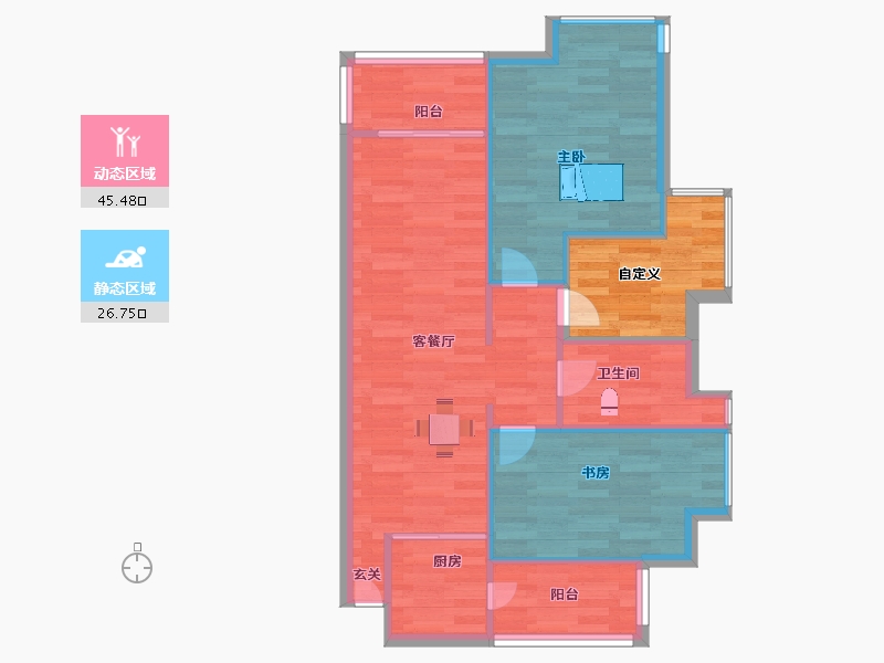 广东省-广州市-智杰雅筑建面90m²-72.01-户型库-动静分区