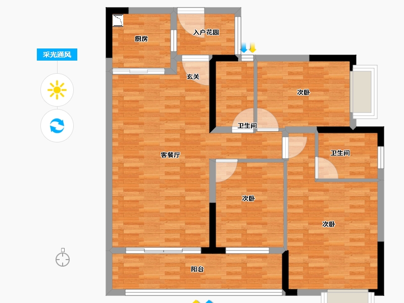 广东省-广州市-碧桂园荔山雅筑35栋,37栋建面120m²-96.00-户型库-采光通风