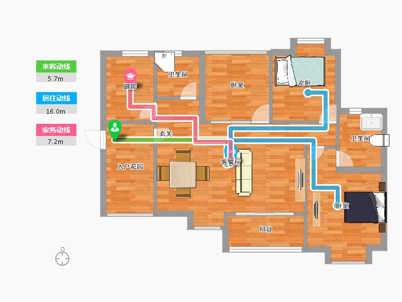 广东省-广州市-珠光御景山水城14栋,15栋建面100m²-80.00-户型库-动静线