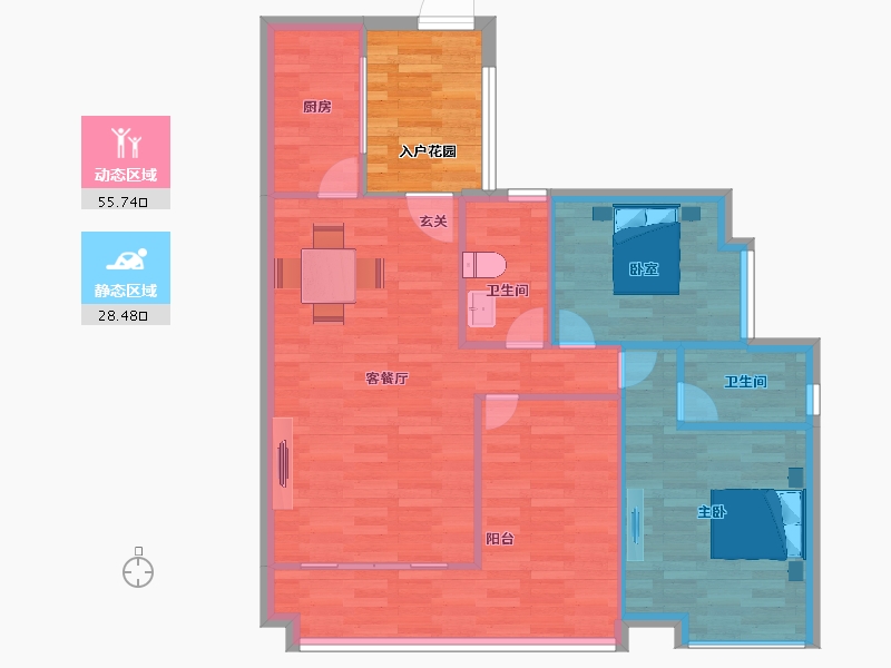 广东省-广州市-珠光御景山水城14栋,15栋建面104m²-83.39-户型库-动静分区