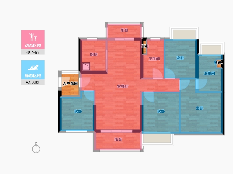 广东省-广州市-金科集美御峰2-4栋115m²-83.30-户型库-动静分区