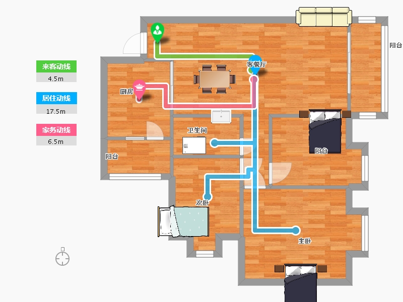 广东省-广州市-顺欣花园35栋89m²-71.29-户型库-动静线