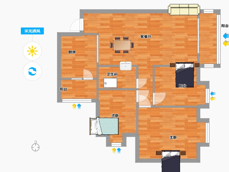 广东省-广州市-顺欣花园35栋89m²-71.29-户型库-采光通风