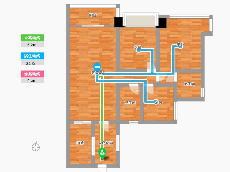 广东省-广州市-藏珑府1,2栋90m2-71.99-户型库-动静线