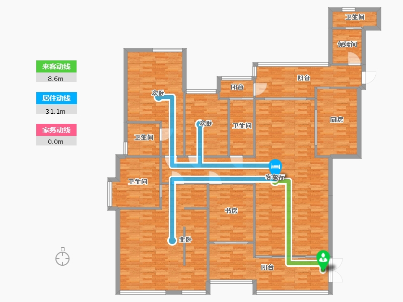 广东省-广州市-大学小筑1号楼240m2-192.00-户型库-动静线