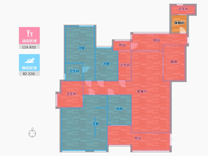 广东省-广州市-大学小筑1号楼240m2-192.00-户型库-动静分区