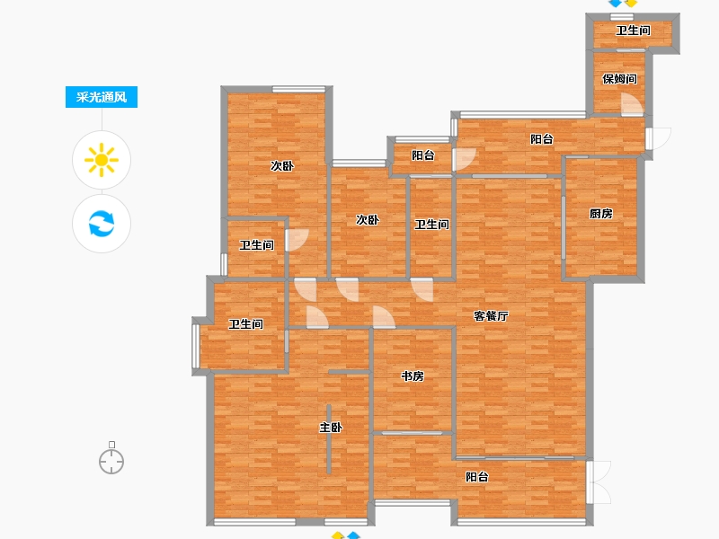 广东省-广州市-大学小筑1号楼240m2-192.00-户型库-采光通风