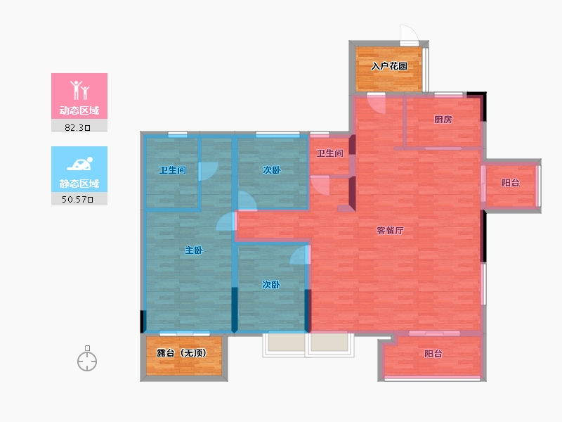 广东省-广州市-招商雍景湾39,40,41栋164m2-131.09-户型库-动静分区