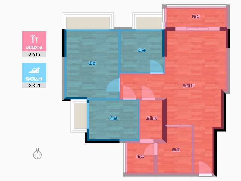 广东省-广州市-锦绣一方91m2-68.68-户型库-动静分区