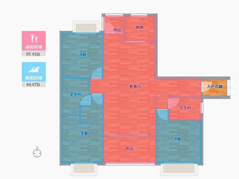 广东省-广州市-大宏锦绣自编C1栋,自编C2栋136m²-108.80-户型库-动静分区