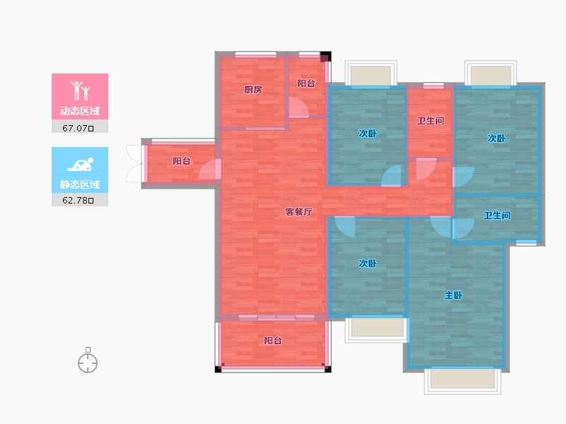 广东省-广州市-大宏锦绣B1栋,B2栋142m²-117.83-户型库-动静分区