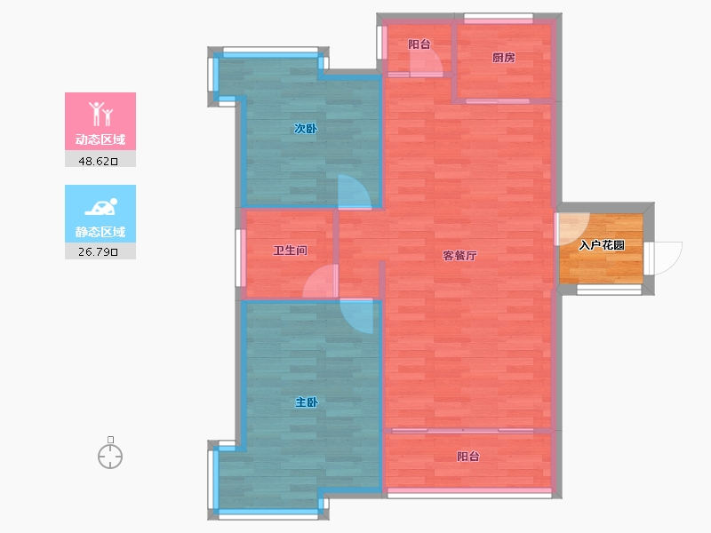 广东省-广州市-大宏锦绣D栋90m²-72.00-户型库-动静分区