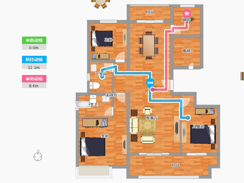 河南省-濮阳市-学府世家-124.09-户型库-动静线