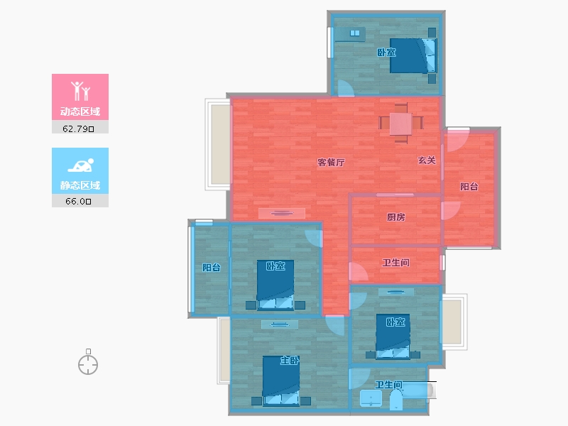 广东省-广州市-汉中紫薇苑建面141m²-118.93-户型库-动静分区