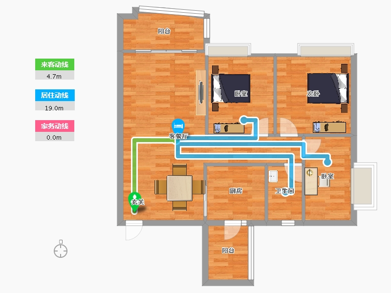 广东省-广州市-景业荔都建面96m²-72.98-户型库-动静线