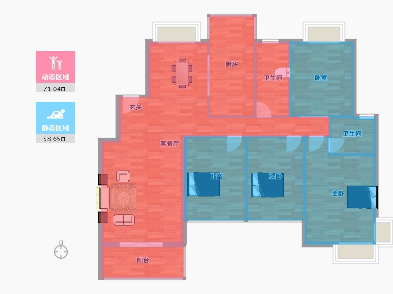 广东省-广州市-紫泉流溪湾翠峰9栋建面149m²-119.20-户型库-动静分区