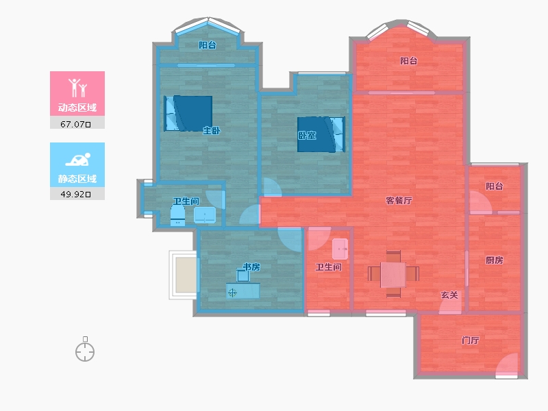 广东省-广州市-莱茵水岸绿茵苑建面92m²-107.16-户型库-动静分区