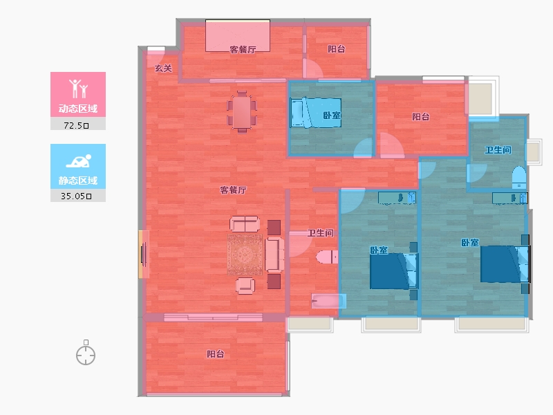 广东省-广州市-合家和府A2幢建面124m²-99.20-户型库-动静分区