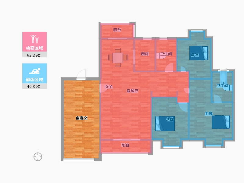 广东省-广州市-欣荣宏御泉湾3栋,4栋建面143m²-120.55-户型库-动静分区