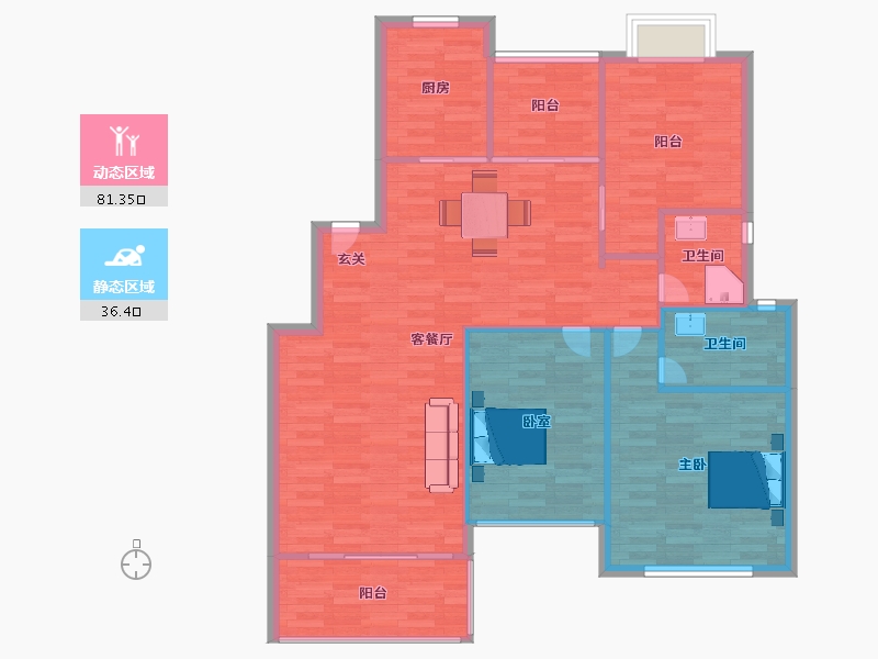 广东省-广州市-紫泉流溪湾翠峰5栋建面136m²-108.81-户型库-动静分区