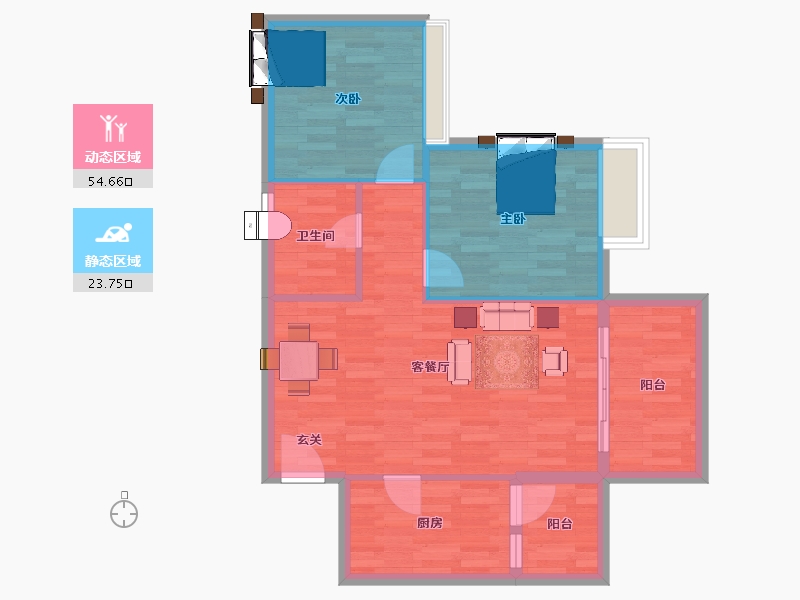 广东省-广州市-宏诚海峰花园4栋建面79m²-71.20-户型库-动静分区