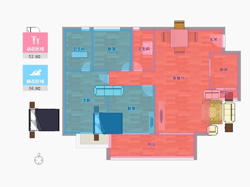 广东省-广州市-合家和府A2幢建面102m²-81.59-户型库-动静分区