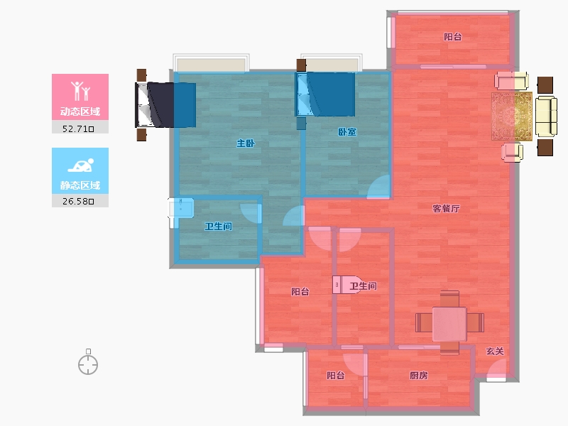 广东省-广州市-合家和府A2幢建面90m²-72.00-户型库-动静分区